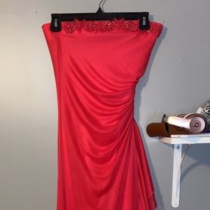 Coral Pink Long Prom Dress